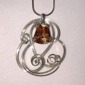 Citrine & Sterling Silver Pendant Necklace NWOT